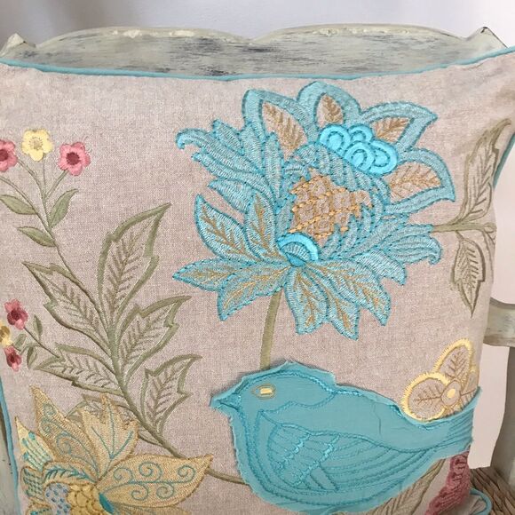 Pillow Bird Appliqué Turquoise - Picture 3 of 8